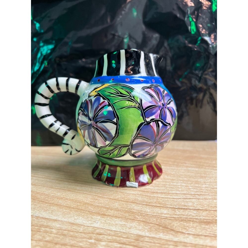 Hand Painted Floral Ceramic Creamer by Prospero Designworks